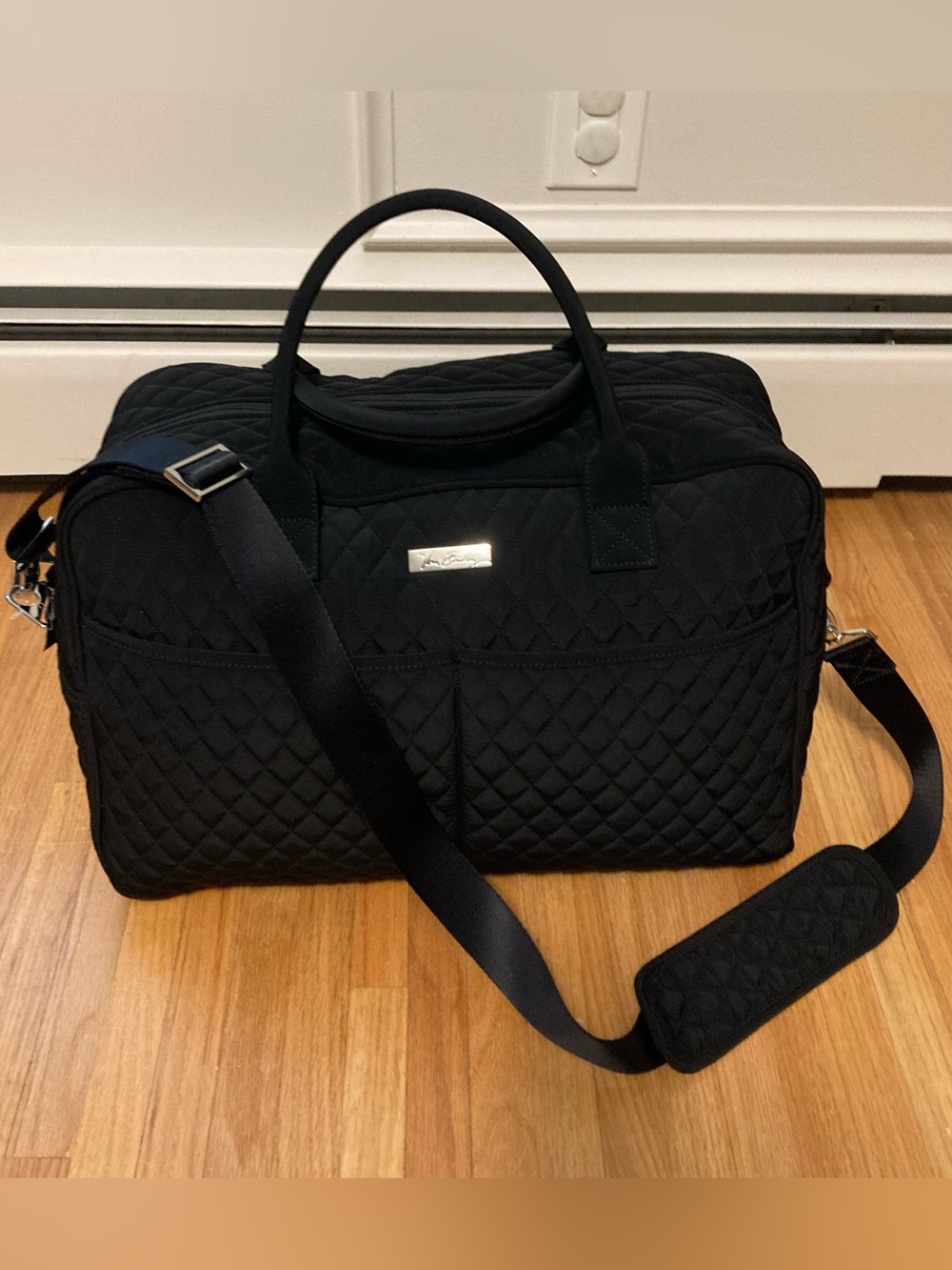 Vera Bradley Traveler Weekender tote travel bag black fabric leopard print
